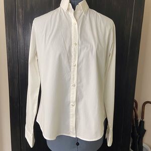 Burberry White Button-Up Long Sleeve Blouse